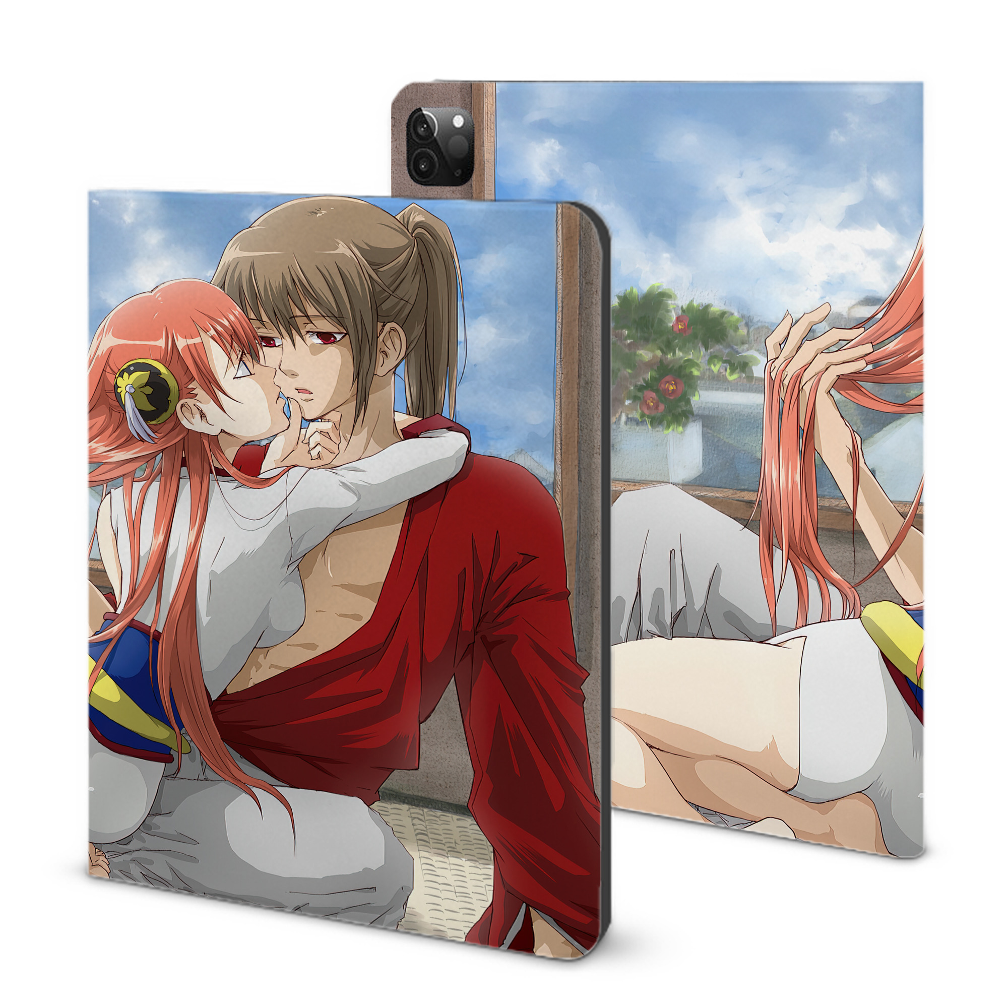 （画像用） ぎんたま 坂田銀時（さかたぎんとき） 神楽 志村新八（しむら しんぱち） GINTAMA Sakata Gintoki Kagura Shimura Shinpachi IPadケース ペンホルダー付き ブックスタイルデザイン